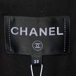 Pre Owned Chanel Black Metallic Tweed Button Front Jacket M