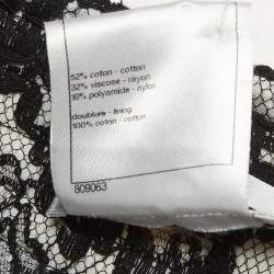 Chanel Black Floral Lace Ruffled High Neck Mini Dress L