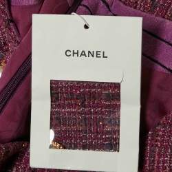 Pre Owned Chanel Purple Fantasy Tweed Mini Tunic Dress M