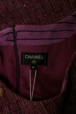 Pre Owned Chanel Purple Fantasy Tweed Mini Tunic Dress M