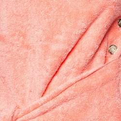 Pre Owned Chanel Coral Pink Terry One-Shoulder Cover-Up Mini Dress M