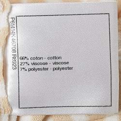 Chanel Beige/White Stripe Logo Jacquard Cotton Knit Tie-Up Top M