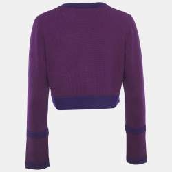 Chanel Purple Cashmere Button Front Cardigan L