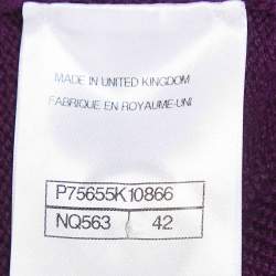 Chanel Purple Cashmere Button Front Cardigan L