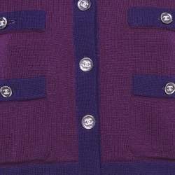 Chanel Purple Cashmere Button Front Cardigan L