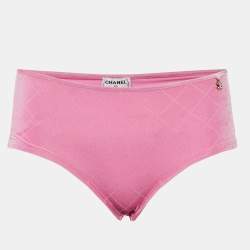 Chanel Pink Logo Detail Velvet Bikini Bottom M