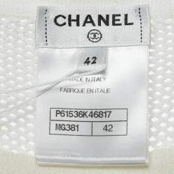 Chanel White CC Embroidered Mesh Sheer T-Shirt L