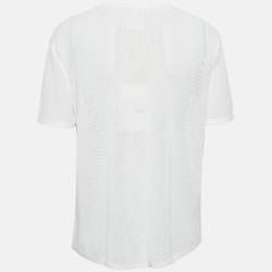 Chanel White CC Embroidered Mesh Sheer T-Shirt L