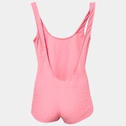 Chanel Pink Logo Jacquard Knit Swimwear S