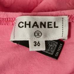 Chanel Pink Logo Jacquard Knit Swimwear S