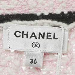 Pre Owned Chanel Pink Stretch Tweed Button Detail Cardigan S