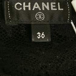 Pre Owned Chanel Black Lace Sheer Fitted Top S