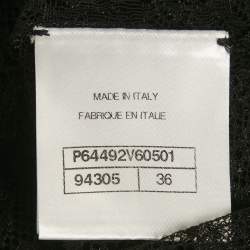 Pre Owned Chanel Black Lace Sheer Fitted Top S