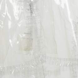 مملوكة مسبقًا معطف مطري شفاف من شانيل صناعي مزخرف بكشكش صغير