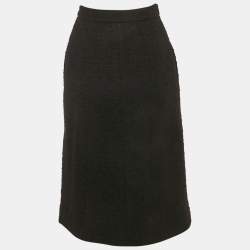 مملوكة مسبقًا Chanel Black Tweed Knee Length Skirt M