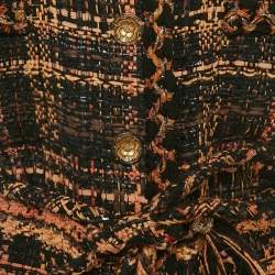 Pre Owned جاكيت شانيل شريط أسود / بني تويد مقاس متوسط (ميديم)