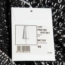 Pre Owned بنطلون شانيل حرير وقماش قطني مبطن أسود مقاس كبير جدًا (إكس لارج)