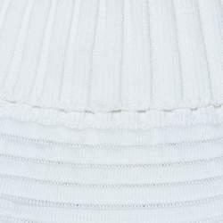 Chanel White Cotton Blend Rib Knit Off-Shoulder Fitted Dress L