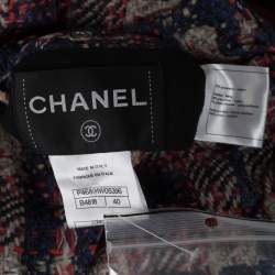 Chanel Multicolor Checked Tweed Print Technical Fabric Reversible Jacket M 