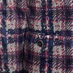 Chanel Multicolor Checked Tweed Print Technical Fabric Reversible Jacket M 
