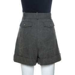 Pre Owned Chanel Dark Khaki Cotton Shorts M