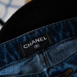 Pre Owned Chanel Two Tone Denim Mid Rise Jeans L