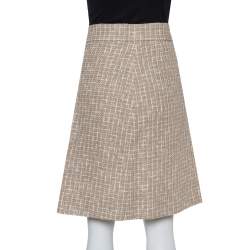 Pre Owned Chanel Cream Tweed A-Line Skirt M