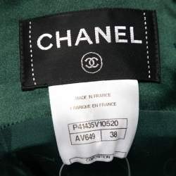 مملوكة مسبقًا Chanel Green Silk Crystal Embellished and Lace Trims Dress M