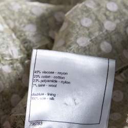 Pre Owned Chanel Green Polka Dotted Overlay Tweed Button Front Blazer M