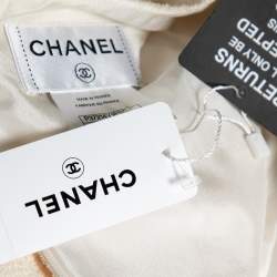 Pre Owned Chanel Cream Textured Wool Sleeveless Dress M 