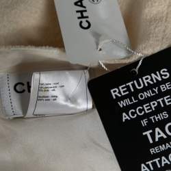 Pre Owned Chanel Cream Textured Wool Sleeveless Dress M 