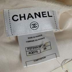Pre Owned Chanel Cream Textured Wool Sleeveless Dress M 