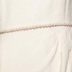 Pre Owned Chanel Cream Textured Wool Sleeveless Dress M 