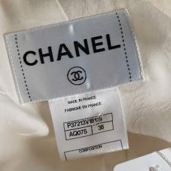 Chanel Cream Textured Wool Button Front Blazer Jacket M 