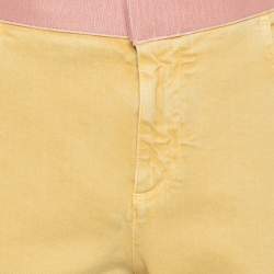 Chanel Yellow Denim Velcro Trim Detailed Straight Leg Jeans M