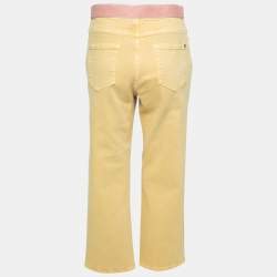 Chanel Yellow Denim Velcro Trim Detailed Straight Leg Jeans M
