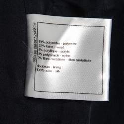 Chanel Black & Blue Tweed Pleated Midi Dress L