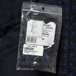 Chanel Black & Blue Tweed Pleated Midi Dress L