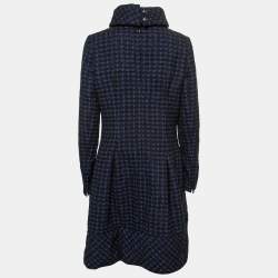 Chanel Black & Blue Tweed Pleated Midi Dress L