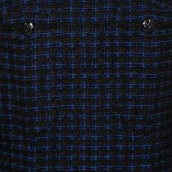Chanel Black & Blue Tweed Pleated Midi Dress L