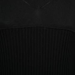 Chanel Black Rib Knit & Tulle Inset Detailed Dress L