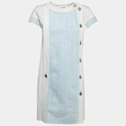 Chanel Light Blue Washed Denim Cap Sleeve Shift Dress M