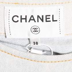 Chanel Light Blue Washed Denim Cap Sleeve Shift Dress M