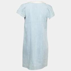 Chanel Light Blue Washed Denim Cap Sleeve Shift Dress M