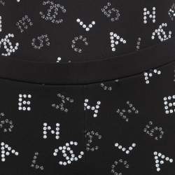 مملوكة مسبقًا Chanel Black Neoprene Lesage Sequined Runway Leggings & Bodysuit Set M