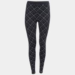 Chanel Black Neoprene Criss-Cross Sequined Leggings S