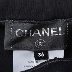 Chanel Black Neoprene Criss-Cross Sequined Leggings S