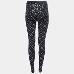Chanel Black Neoprene Criss-Cross Sequined Leggings S