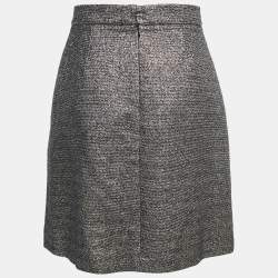 Chanel Gold Metallic Tweed A-Line Knee-Length Skirt L
