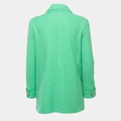 Chanel Green Tweed Buttoned Multi Pockets Icon Jacket M